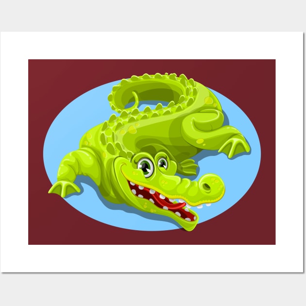 Cartoon Crocodile Vector Design 2 Wall Art by PatrioTEEism